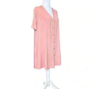 Agnes & Dora Peachy Button Tunic Top Side Pockets V-Neck by Size Small
